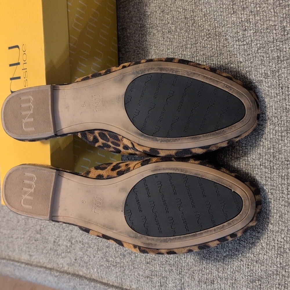 Womens Leopard Print Mules - Picture 3 of 3